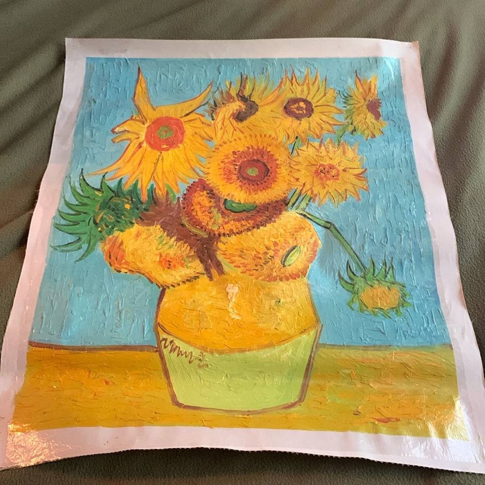 Gorgeous sunflower in vase original oil painting.  Approx 20 1/2” x 24”